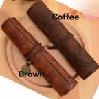 Pencil Case | Vintage Treasure Map & Roll-Up PU Leather | 12 x 8 in