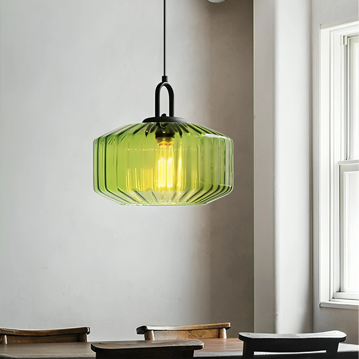 Pendant Lamp | Colored Glass Shade & Adjustable Height