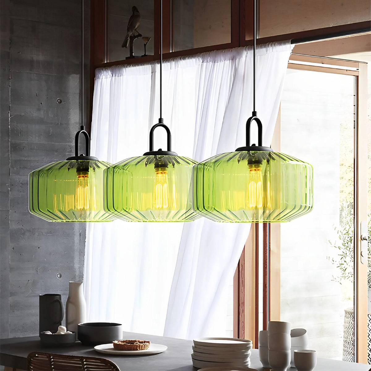 Pendant Lamp | Colored Glass Shade & Adjustable Height