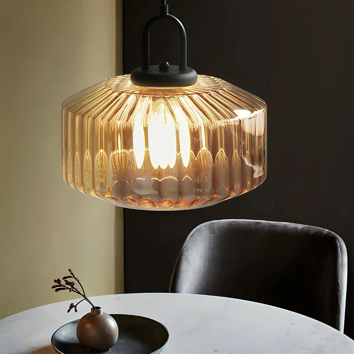 Pendant Lamp | Colored Glass Shade & Adjustable Height