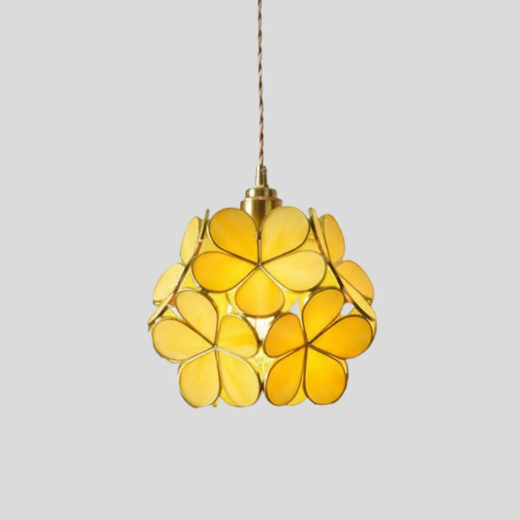 Pendant Lamp | Colorful Handmade Tiffany Glass & Metal Fixture | Adjustable 100 cm Chain