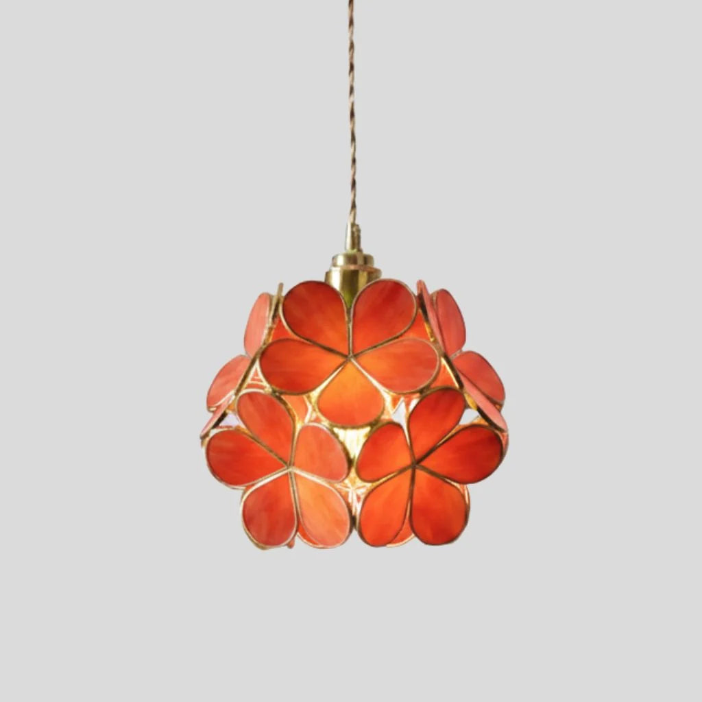 Pendant Lamp | Colorful Handmade Tiffany Glass & Metal Fixture | Adjustable 100 cm Chain
