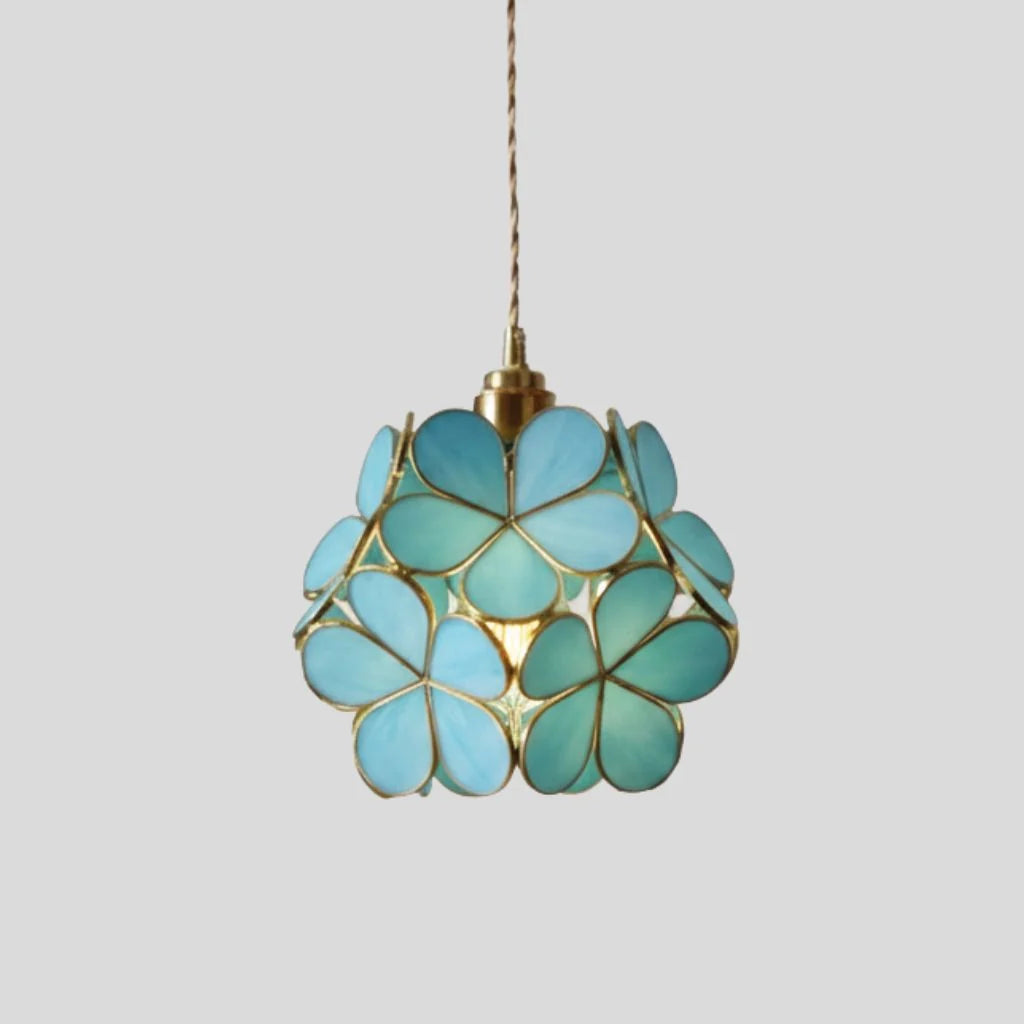 Pendant Lamp | Colorful Handmade Tiffany Glass & Metal Fixture | Adjustable 100 cm Chain