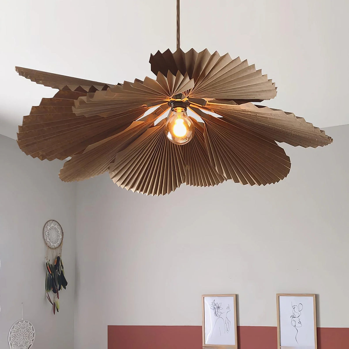Pendant Lamp | Folded Lotus Paper Shade & Adjustable Cable | E26/E27 Socket