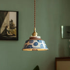 Pendant Lamp | Hand-Painted Ceramic Shade & Copper Fitting | Includes Bulb