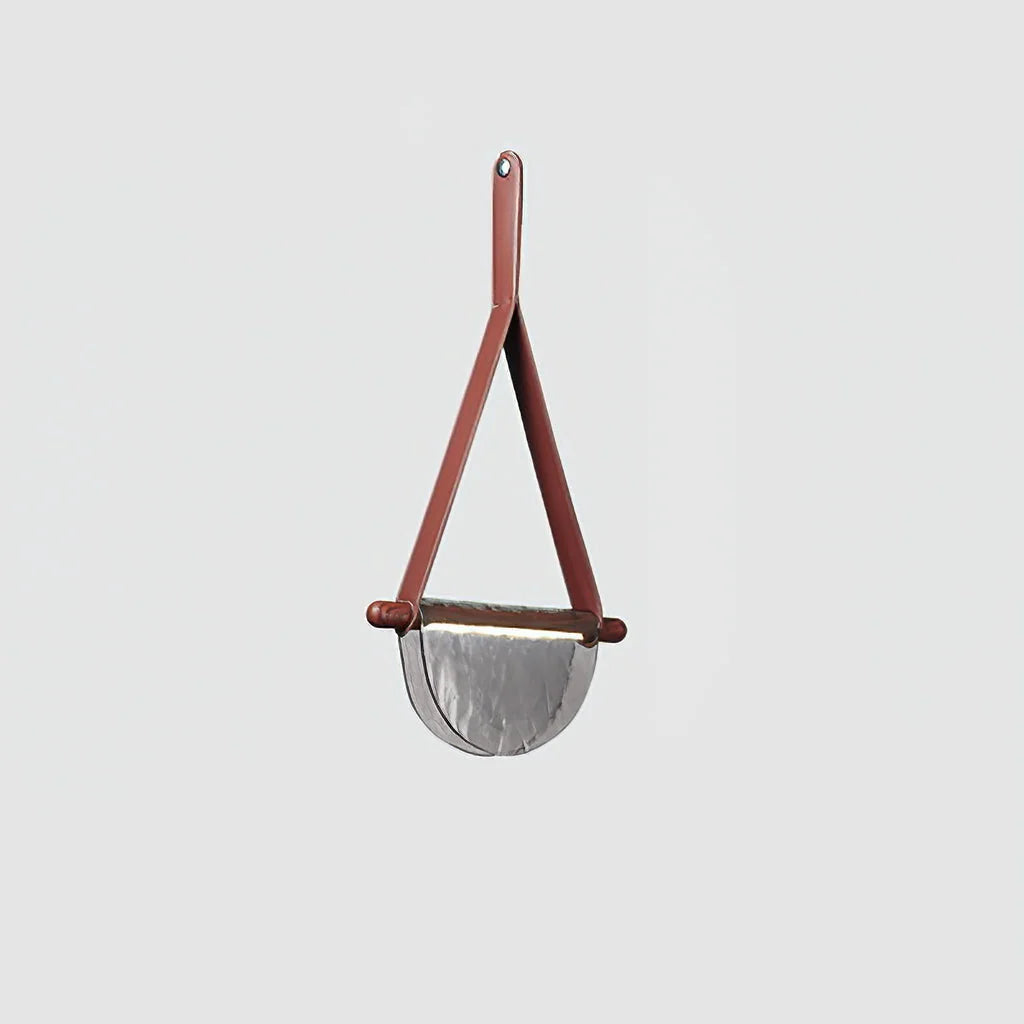 Pendant Lamp | Leather & Wood Body Glass Shade | Integrated LED