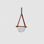 Pendant Lamp | Leather & Wood Body Glass Shade | Integrated LED