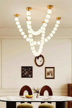 Pendant Lamp | Matte Glass Pearls & Brass Connectors