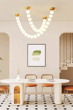 Pendant Lamp | Matte Glass Pearls & Brass Connectors