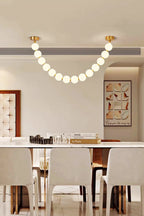 Pendant Lamp | Matte Glass Pearls & Brass Connectors