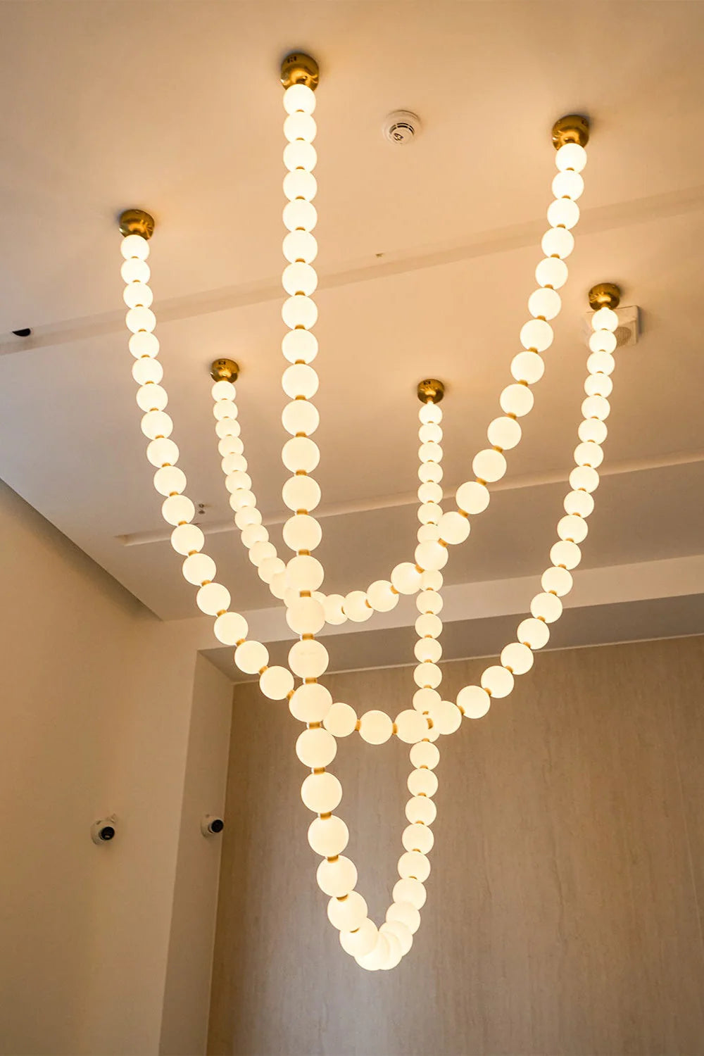 Pendant Lamp | Matte Glass Pearls & Brass Connectors