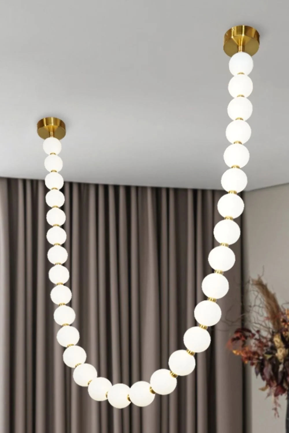 Pendant Lamp | Matte Glass Pearls & Brass Connectors