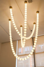 Pendant Lamp | Matte Glass Pearls & Brass Connectors