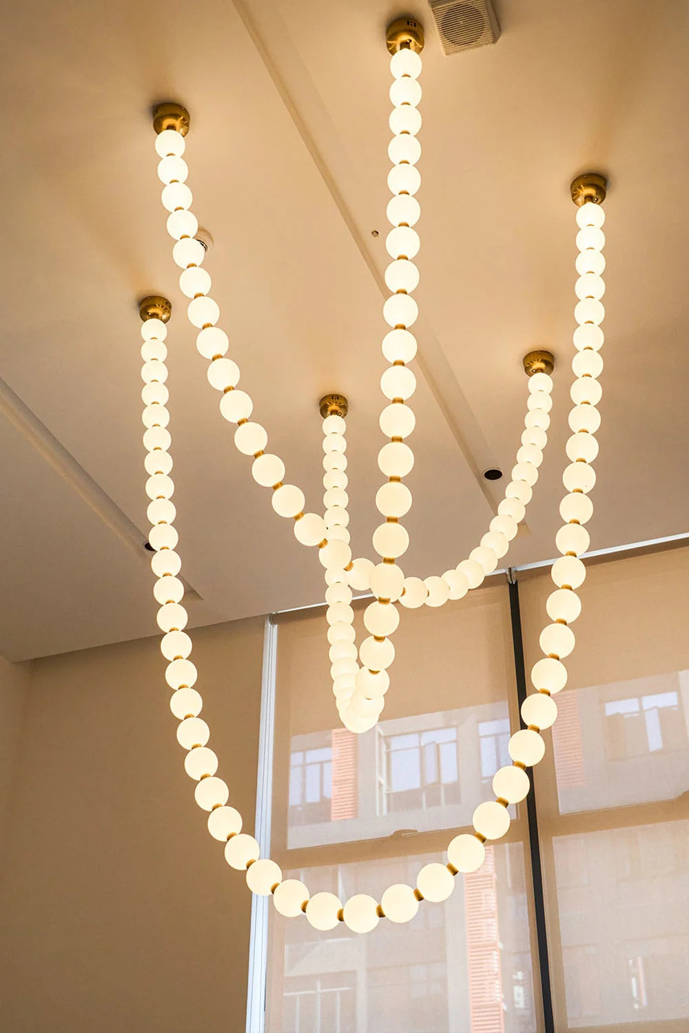 Pendant Lamp | Matte Glass Pearls & Brass Connectors