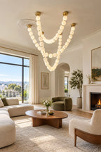 Pendant Lamp | Matte Glass Pearls & Brass Connectors
