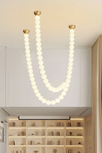 Pendant Lamp | Matte Glass Pearls & Brass Connectors
