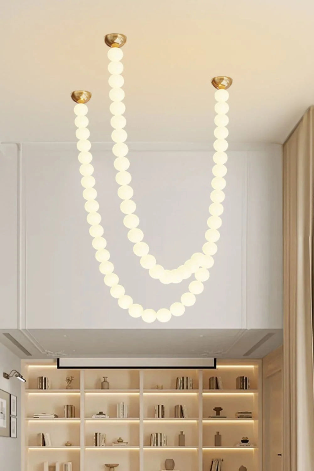 Pendant Lamp | Matte Glass Pearls & Brass Connectors