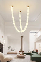 Pendant Lamp | Matte Glass Pearls & Brass Connectors