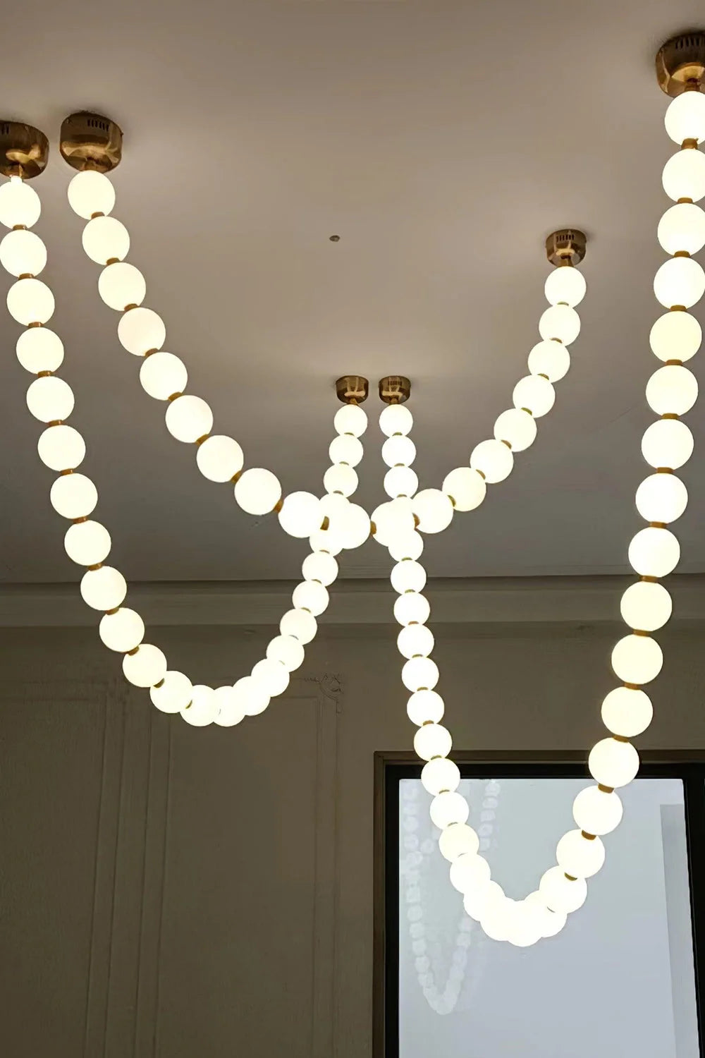 Pendant Lamp | Matte Glass Pearls & Brass Connectors