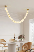 Pendant Lamp | Matte Glass Pearls & Brass Connectors