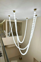Pendant Lamp | Matte Glass Pearls & Brass Connectors