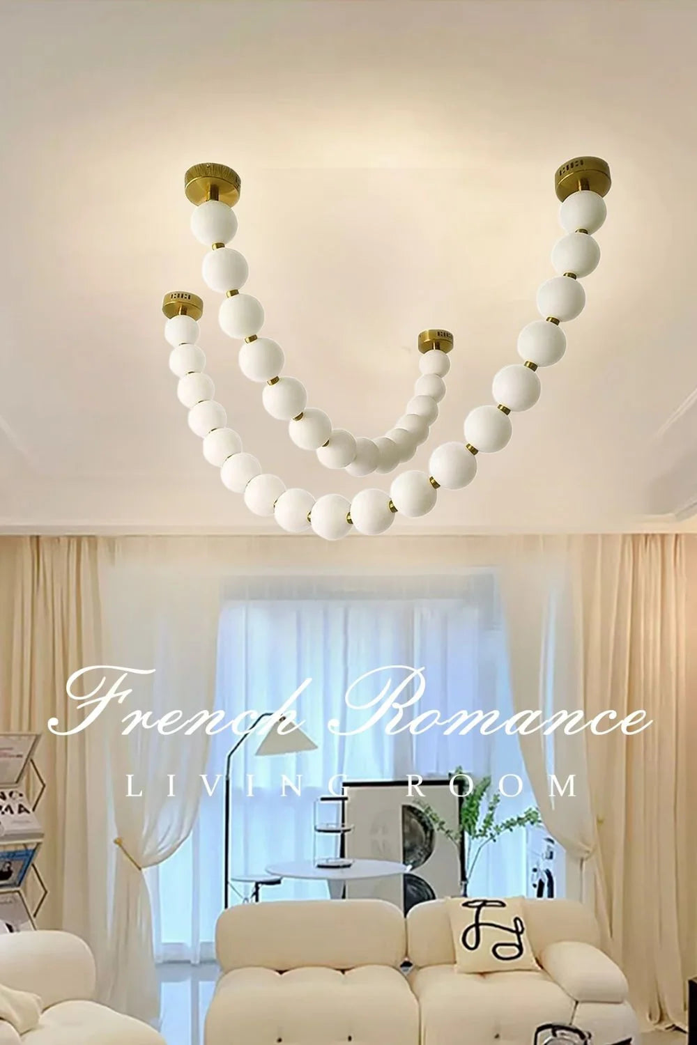 Pendant Lamp | Matte Glass Pearls & Brass Connectors