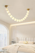 Pendant Lamp | Matte Glass Pearls & Brass Connectors