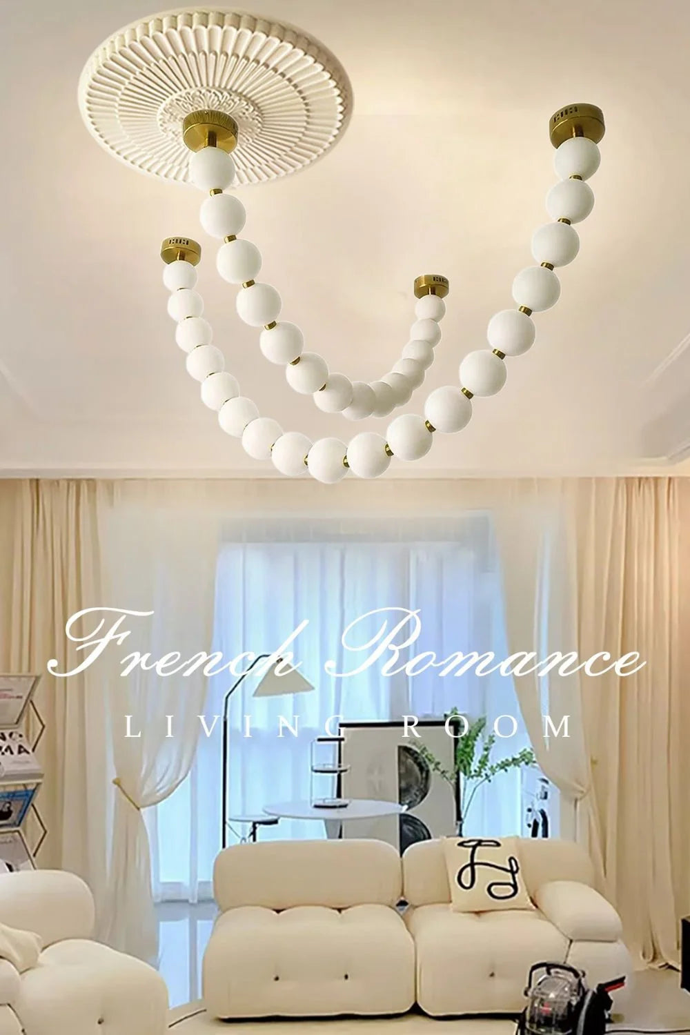 Pendant Lamp | Matte Glass Pearls & Brass Connectors