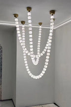Pendant Lamp | Matte Glass Pearls & Brass Connectors