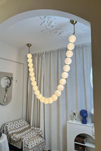 Pendant Lamp | Matte Glass Pearls & Brass Connectors