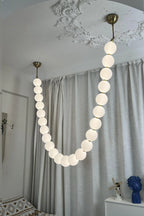 Pendant Lamp | Matte Glass Pearls & Brass Connectors