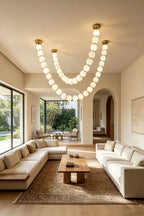 Pendant Lamp | Matte Glass Pearls & Brass Connectors