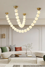 Pendant Lamp | Matte Glass Pearls & Brass Connectors