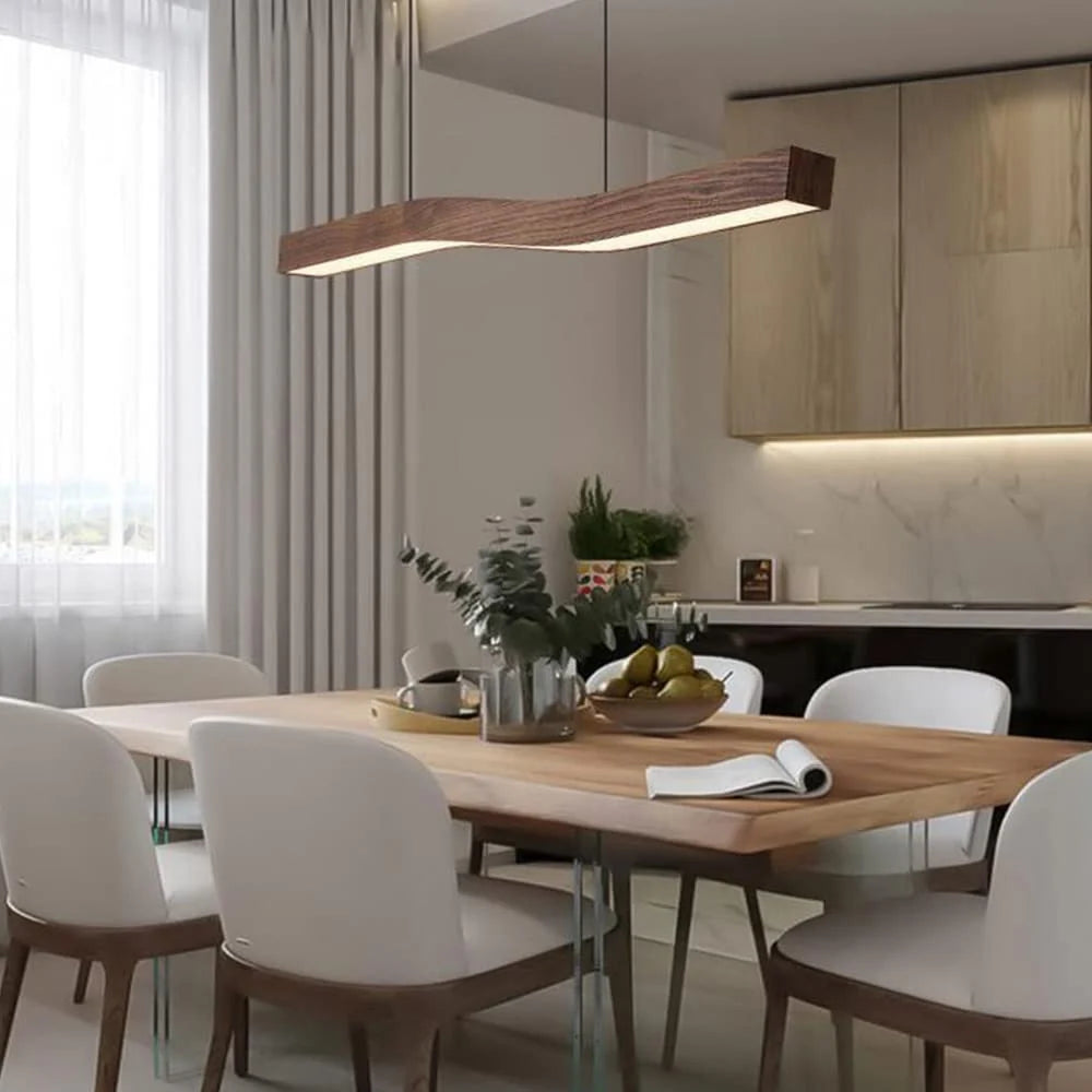 Pendant Lamp | Nordic Curved Linear & Dimmable LED | Adjustable Cable