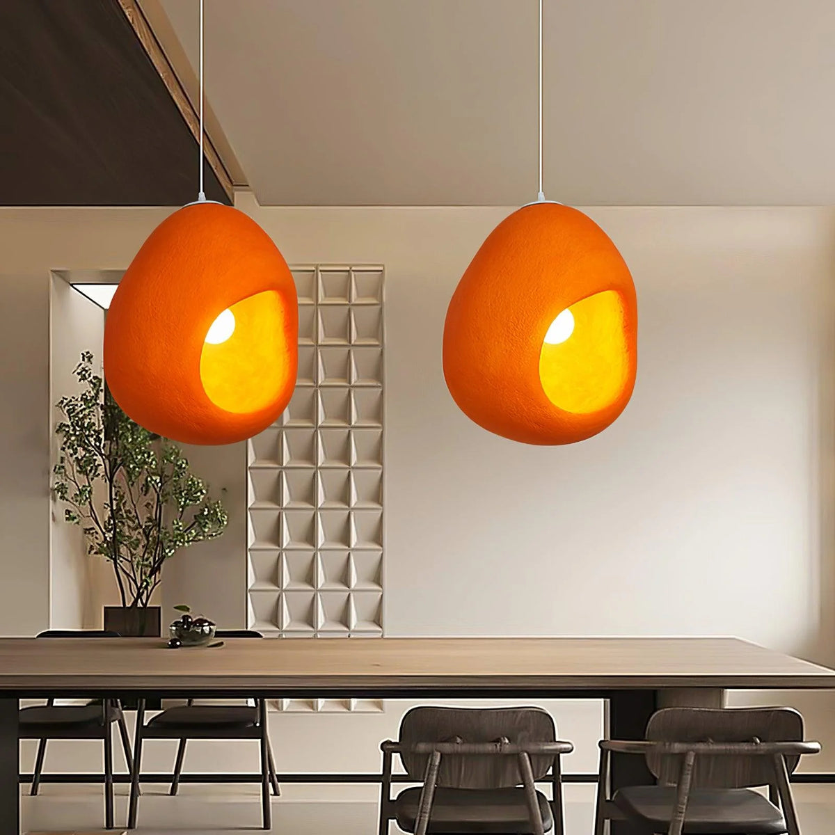 Pendant Lamp | Orange Molded Polystyrene & E26/E27 Socket | 40 cm Diameter