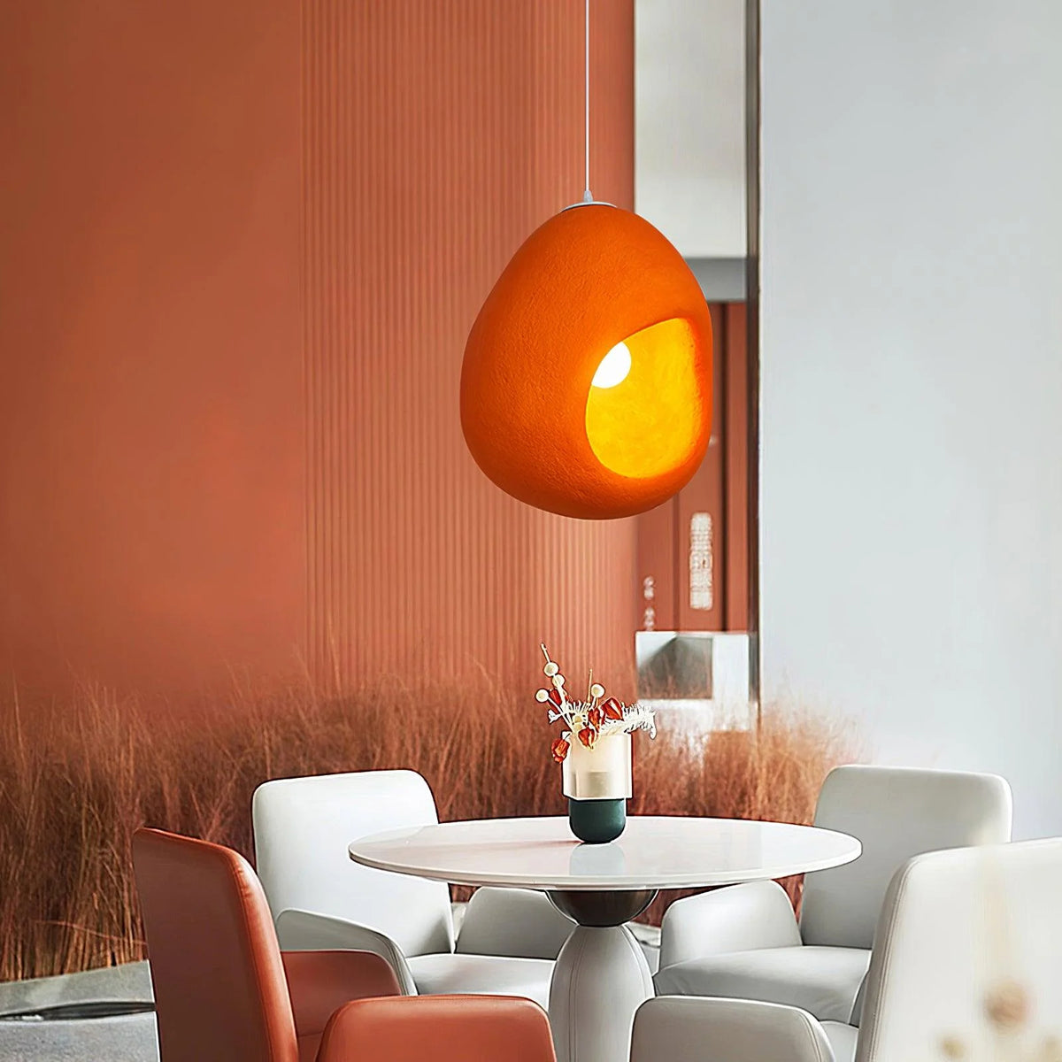 Pendant Lamp | Orange Molded Polystyrene & E26/E27 Socket | 40 cm Diameter