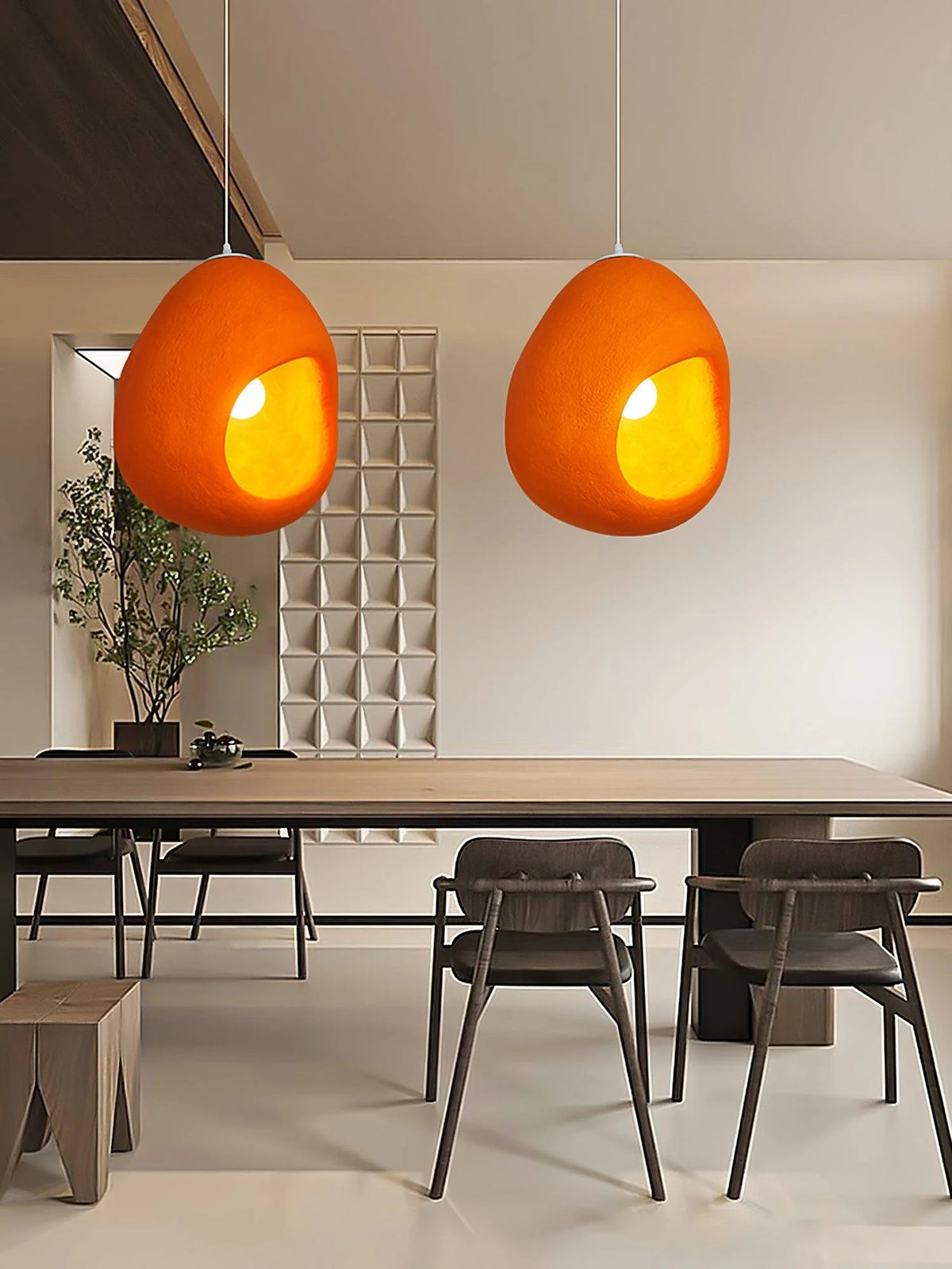 Pendant Lamp | Orange Molded Polystyrene & E26/E27 Socket | 40 cm Diameter