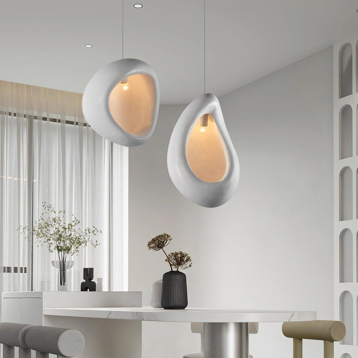 Pendant Lamp | Resin & Adjustable Suspension | Sloped Ceiling Compatible