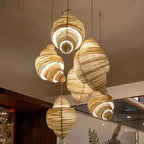 Pendant Lamp | Spiral Fabric Shade & Sculptural Design