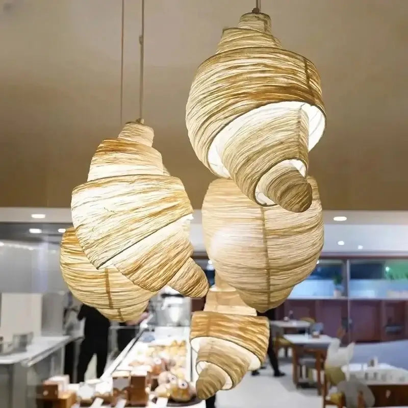 Pendant Lamp | Spiral Fabric Shade & Sculptural Design