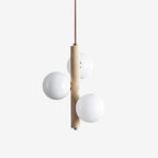 Pendant Lamp | Travertine & Glass | 2-3 Heads