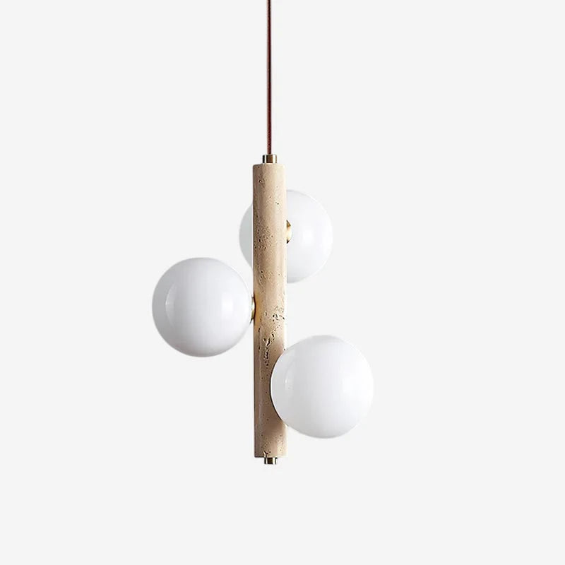 Pendant Lamp | Travertine & Glass | 2-3 Heads