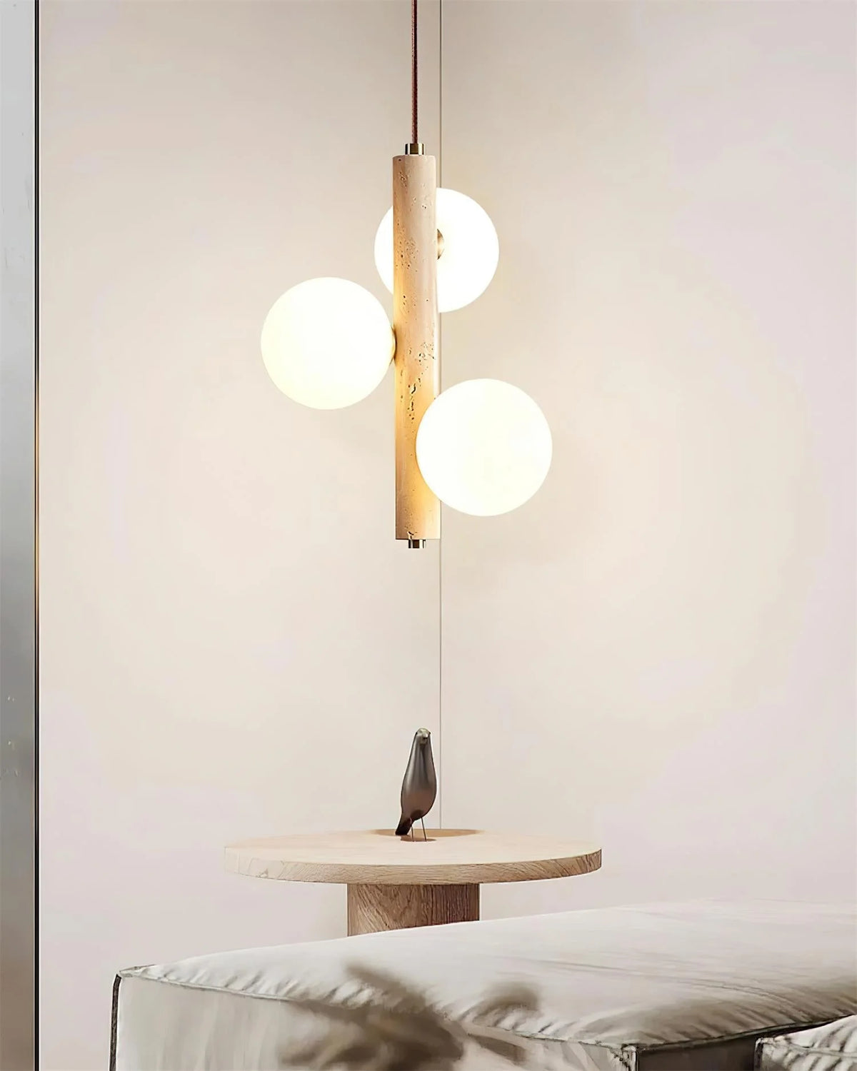Pendant Lamp | Travertine & Glass | 2-3 Heads
