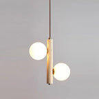 Pendant Lamp | Travertine & Glass | 2-3 Heads