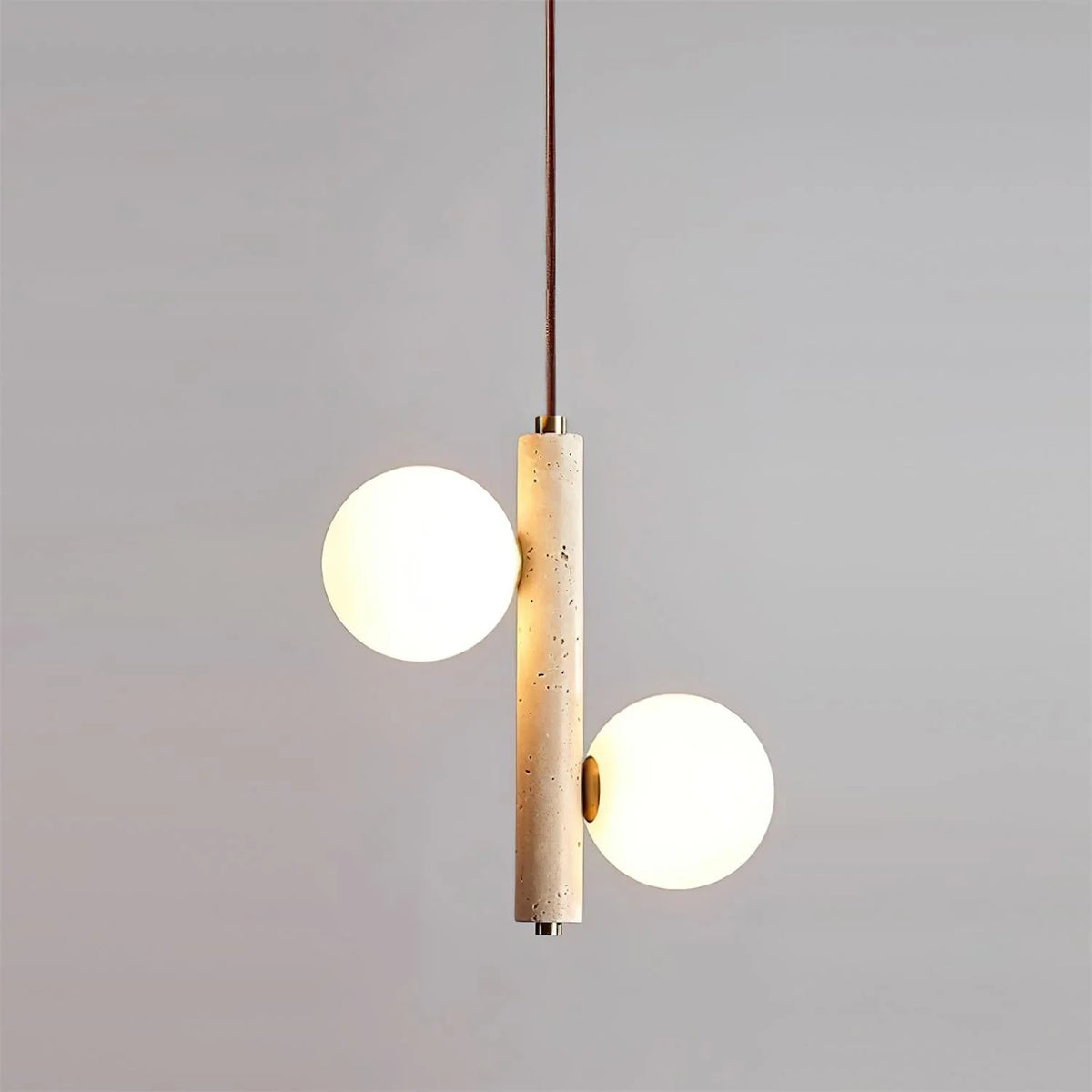 Pendant Lamp | Travertine & Glass | 2-3 Heads