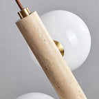 Pendant Lamp | Travertine & Glass | 2-3 Heads