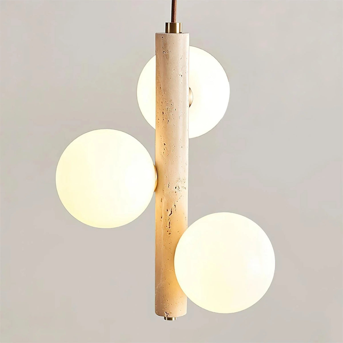 Pendant Lamp | Travertine & Glass | 2-3 Heads