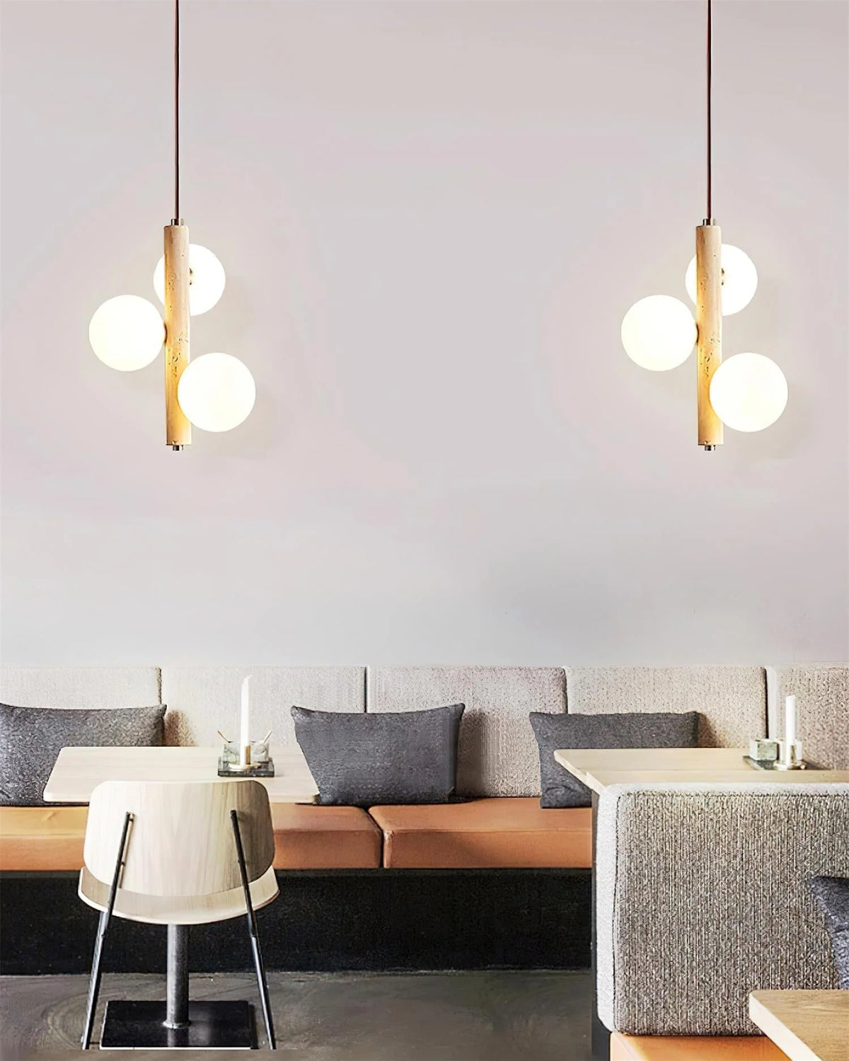 Pendant Lamp | Travertine & Glass | 2-3 Heads