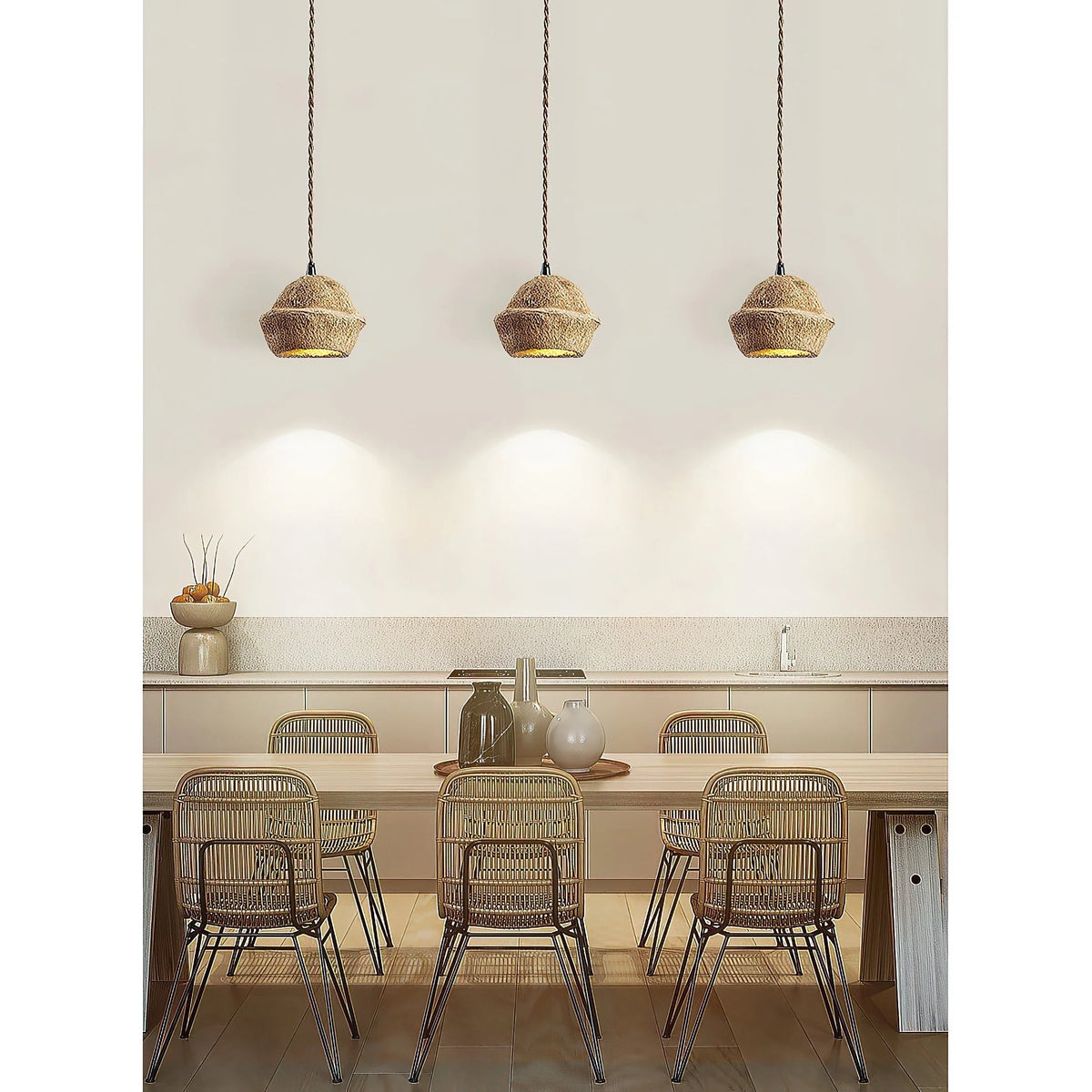Pendant Lamp | Tree-Bark Body & Moisture-Resistant (IP20) | 1–3 Heads