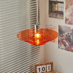 Pendant Lamp | UFO-Shaped Vintage Acrylic & Iron | 30 cm Diameter